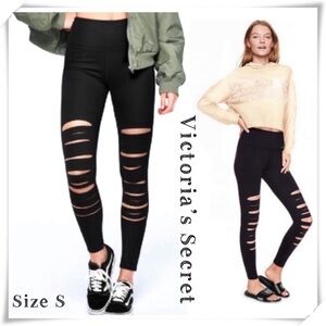 VICTORIA’S Secret Pink Ultimate High Rise Distressed Knees Leggings Black Size S